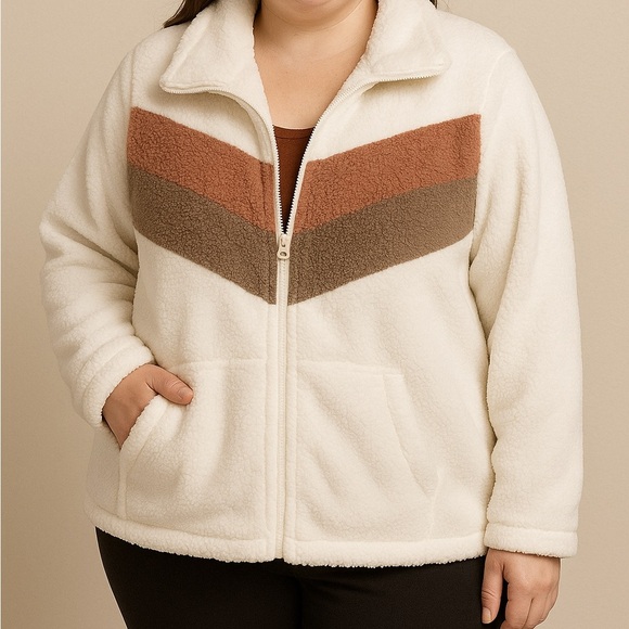 torrid Jackets & Blazers - Torrid Plus Size Sherpa Zip-Up Jacket with Chevron Design Size 4X